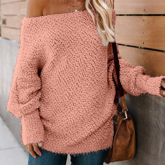 Womens Off The Shoulder Oversized Popcorn Pullover Popcorn Knit Off-The-Shoulder Top-BESTSELLER main image 3